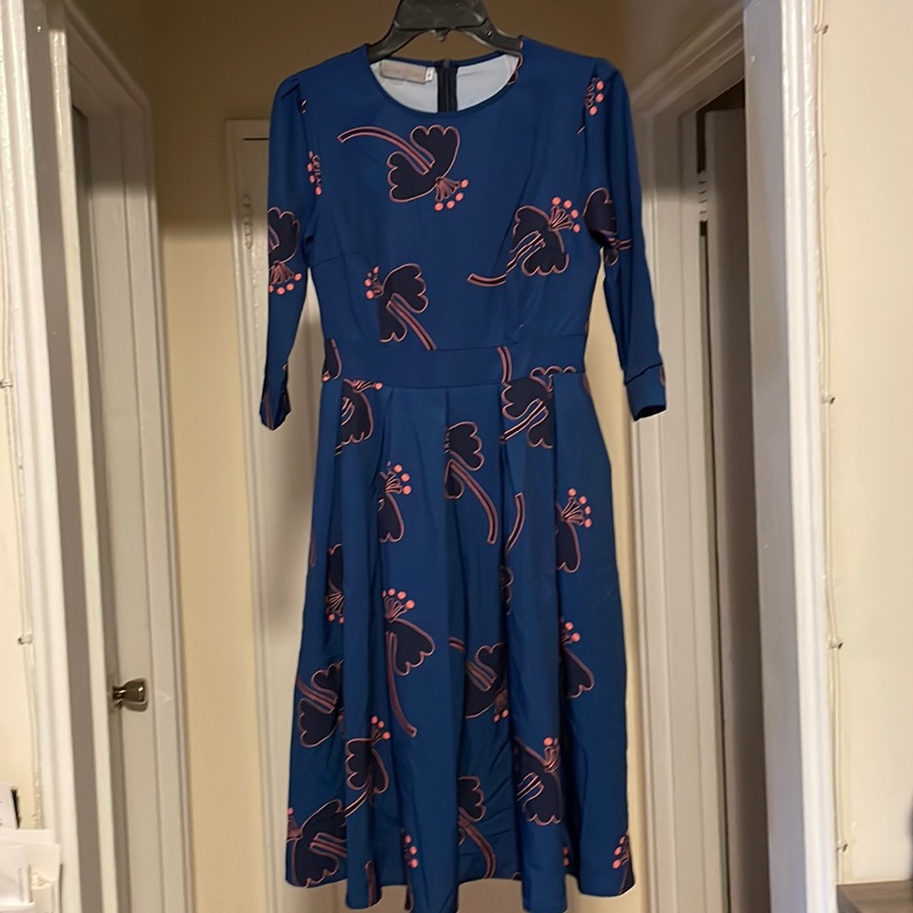 Women’s Blue Floral Midi Dress - size S